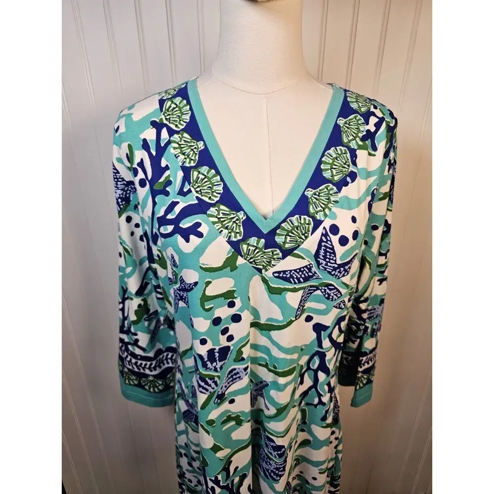 Barbara Gerwit Nautical Sea Life Dress Women's Size XL NWT Coastal Resortwear - Picture 2 of 10